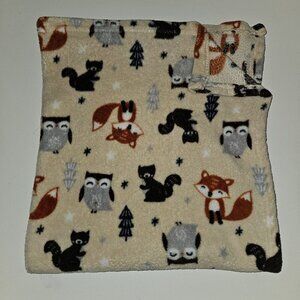 Parent's Choice Brown Fleece Baby Blanket Woodland Fox Squirrel Owl Tree READ